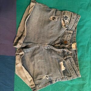 Bershka Blue Jean Shorts Distressed Cutoff Style